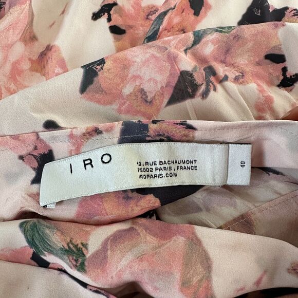 Iro Floral Light Pink Abstract Daring Wrap Flowy Layered Ruffled Mini Skirt 40 - Picture 12 of 16